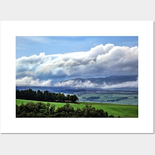 Cloud rolling over the distant mountains of the Trossachs, Scotland Posters and Art